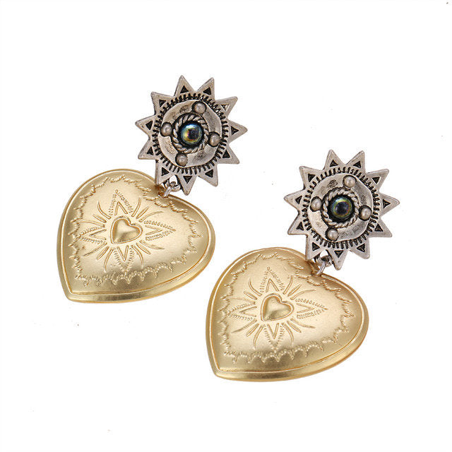 Vintage Textured Heart Dangle Earring