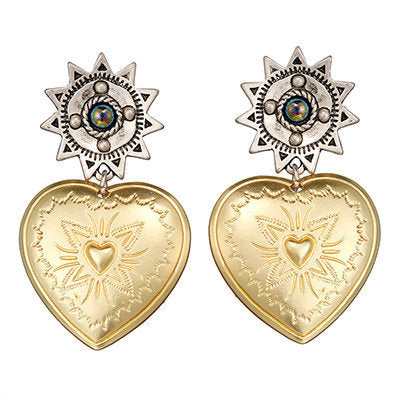 Vintage Textured Heart Dangle Earring
