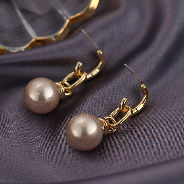 Link Chain Pearl Dangle Earring