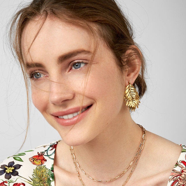 Palm Leaf Statement Stud Earring