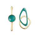 Mismatched Asymmetrical Gold Green Earring