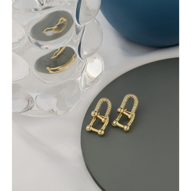 Crystal U Link Chain Earring