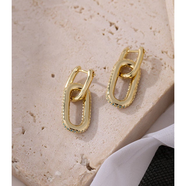 Crystal Chunky Link Chain Earring