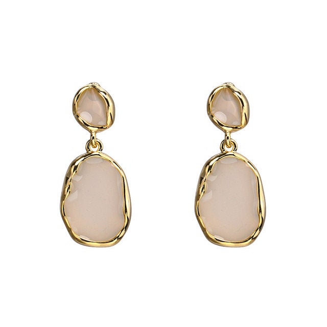 Gold Wrapped Acrylic Teardrop Earring