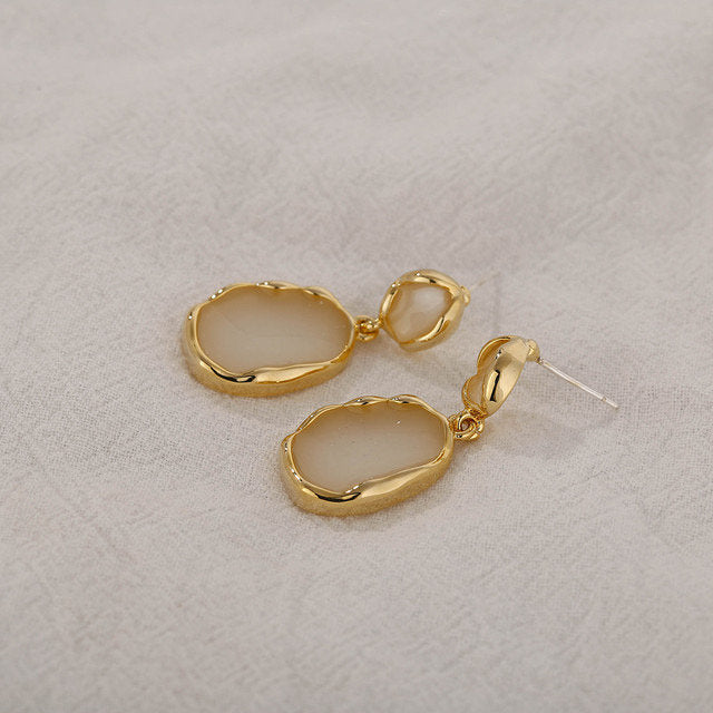 Gold Wrapped Acrylic Teardrop Earring