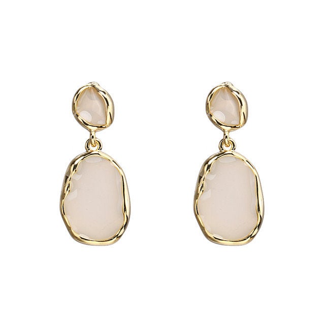 Gold Wrapped Acrylic Teardrop Earring