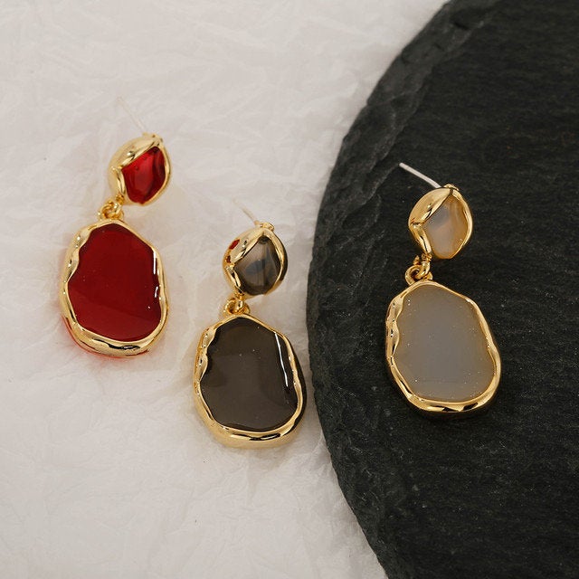 Gold Wrapped Acrylic Teardrop Earring