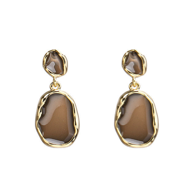 Gold Wrapped Acrylic Teardrop Earring