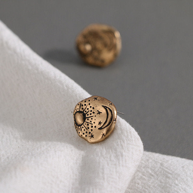 Celestial Hammered Circle Retro Earring