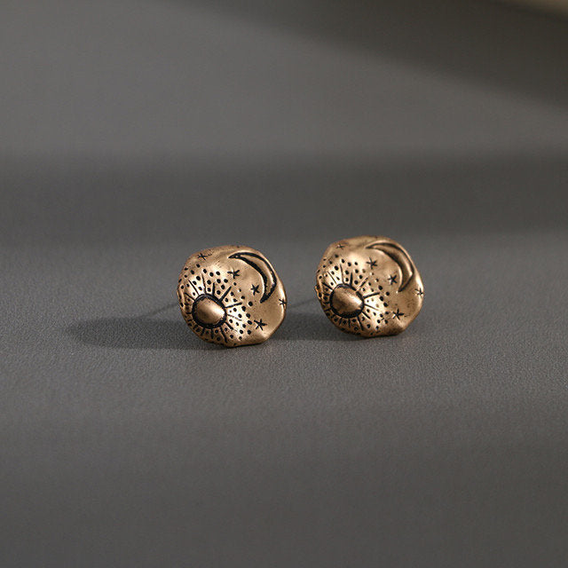 Celestial Hammered Circle Retro Earring