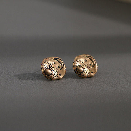 Celestial Hammered Circle Retro Earring