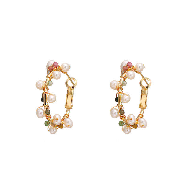 Wired Weave Gemstone Hoop Earring