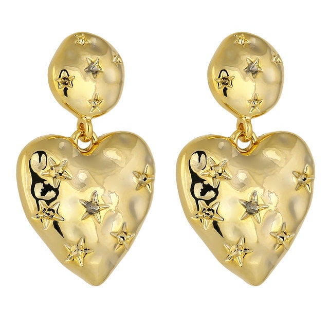 Celestial Heart Textured Dangle Earring