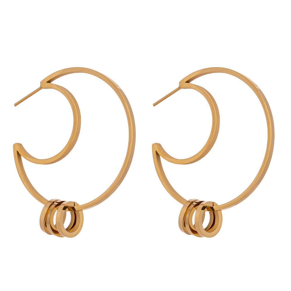 Moon Hoop Silver Earring