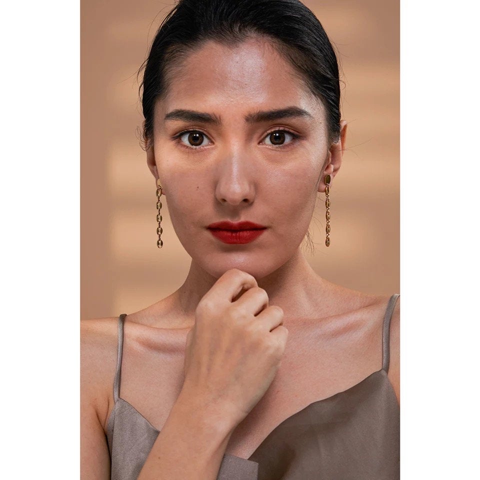 Disc Dangle Mariner Link Chain Earring