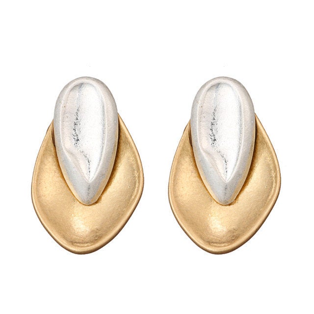 Almond Gold Silver Metal Earring
