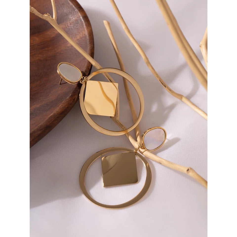 Natural Shell Charm Open Circle Earring