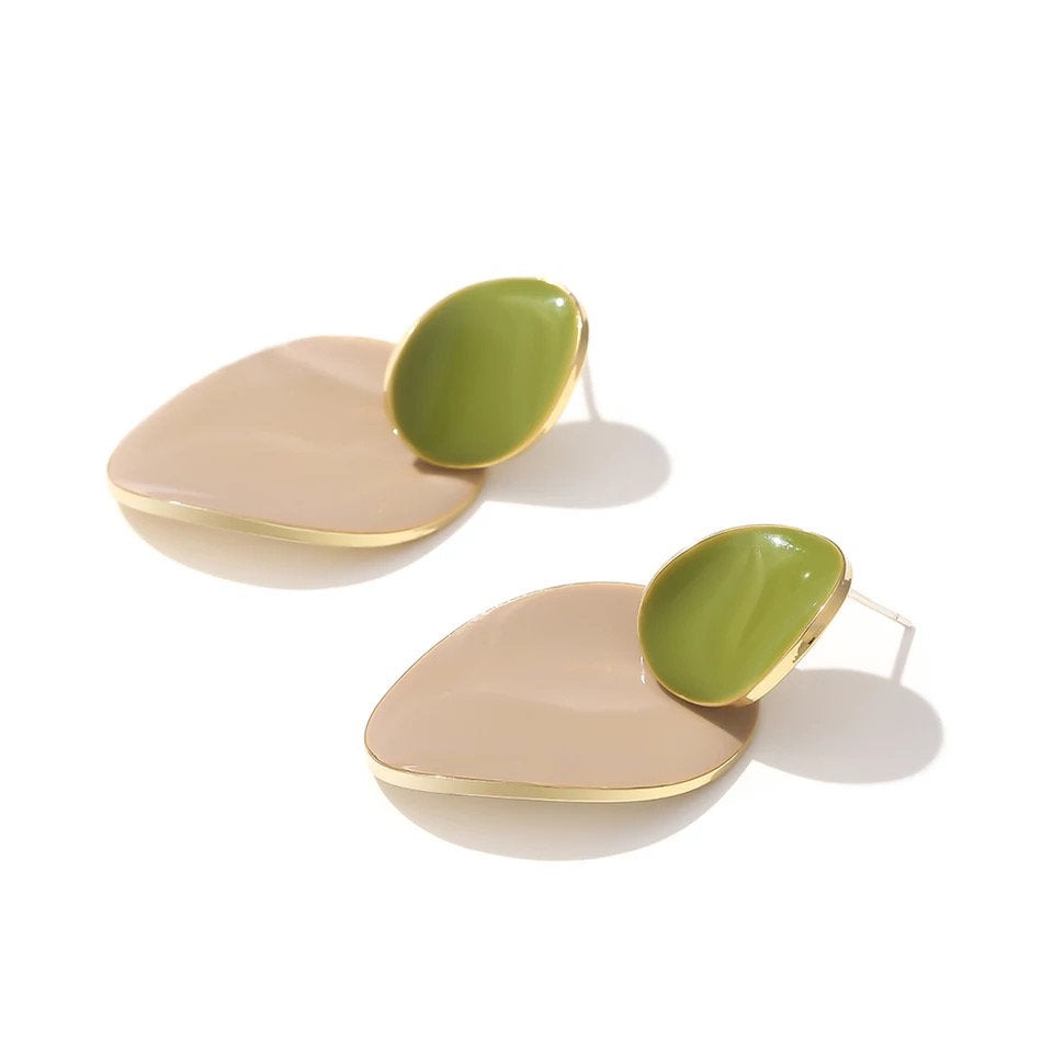 Irregular Colorful Double Disc Earring