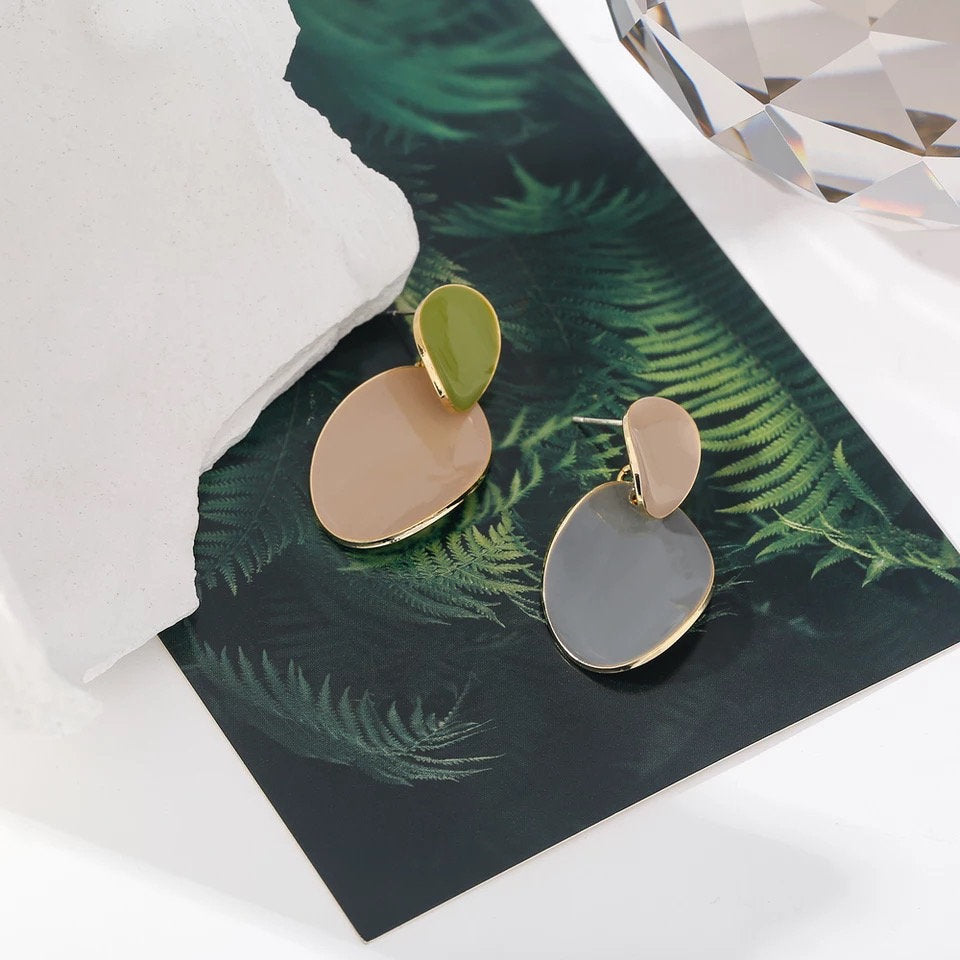 Irregular Colorful Double Disc Earring
