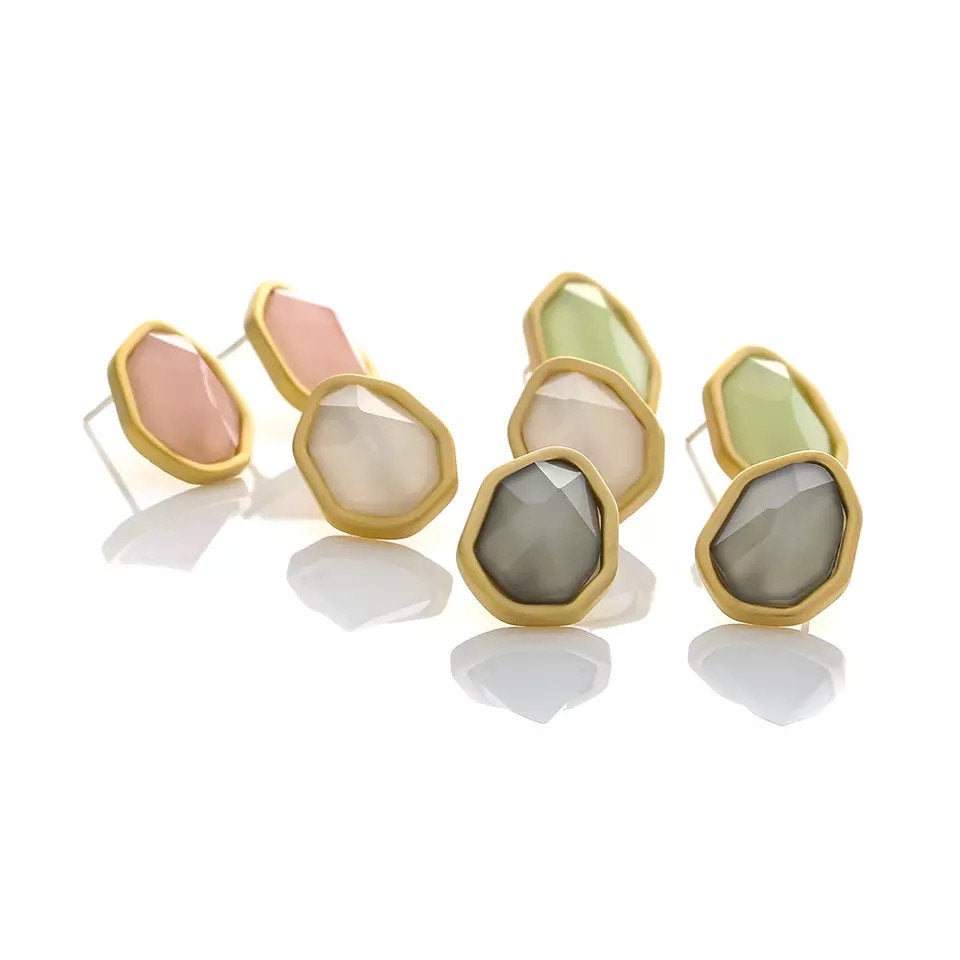 Small Asymmetric Resin Gemstone Stud Earring