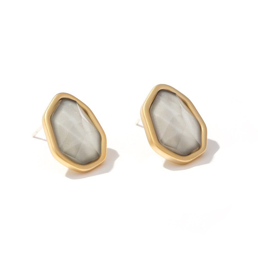 Small Asymmetric Resin Gemstone Stud Earring