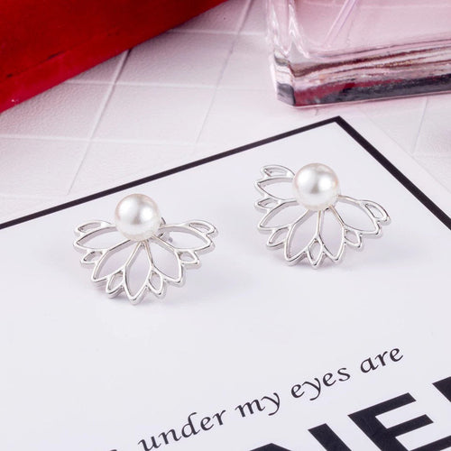 Pearl Lotus Ear Jacket Earring
