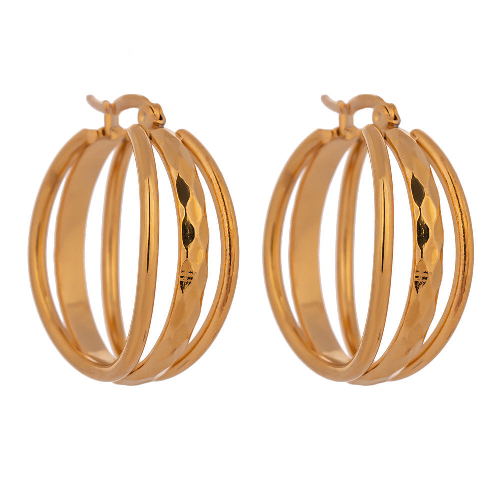 Layered Multicolor Hollow Hoop Earring
