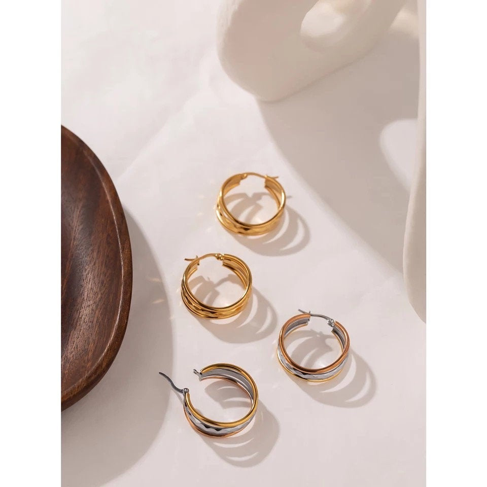 Layered Multicolor Hollow Hoop Earring
