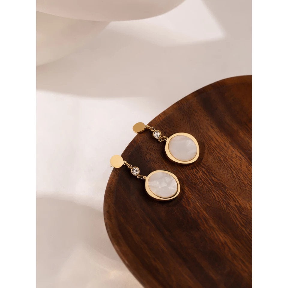 Natural Shell Disc Dangle Earring