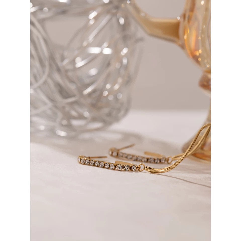 Crystal Link Tassel Dangle Earring