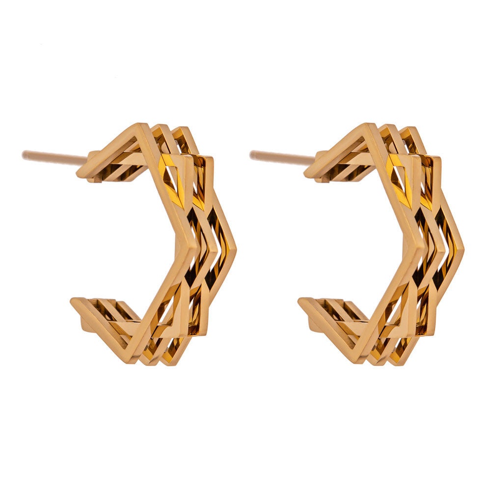Geometric Layered Open Hoop Earring