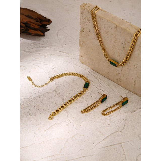 Green Emerald Gemstone Earring