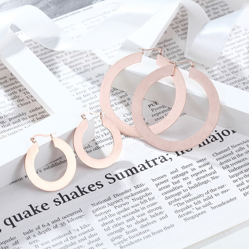 Flat Hoop Silver Earring