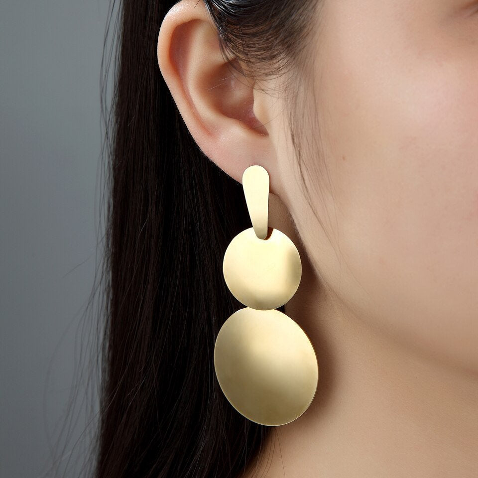 Statement Large Disc Metal Earring