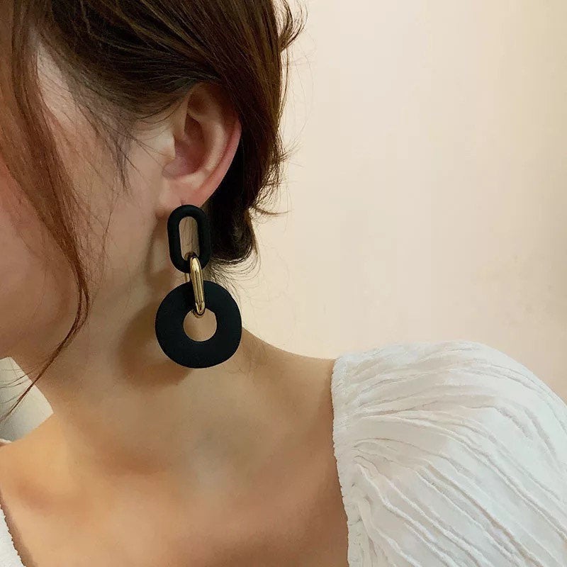 Marble Chain Oval Earring