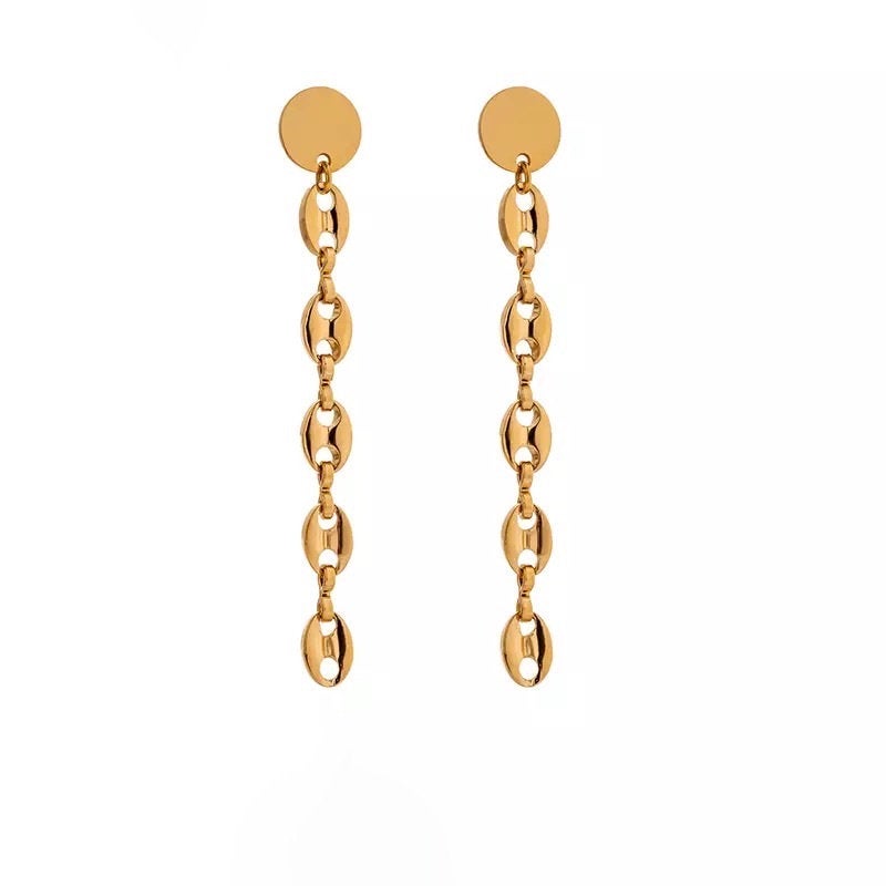 Disc Dangle Mariner Link Chain Earring