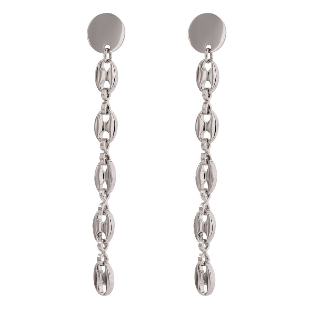 Disc Dangle Mariner Link Chain Earring