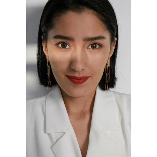 Long Layered Rectangle Link Chain Earring
