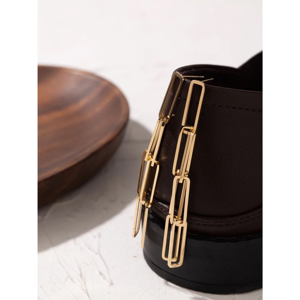 Long Layered Rectangle Link Chain Earring