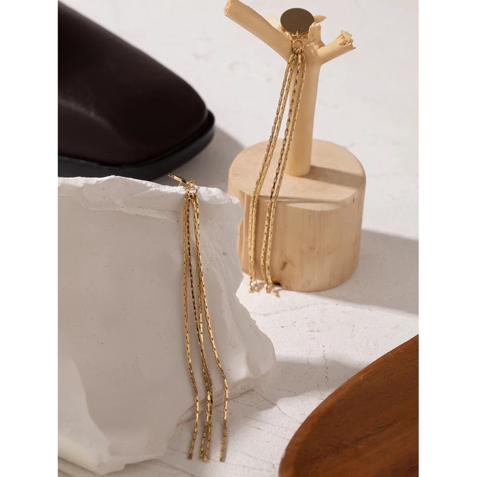 Disc Tassel Long Dangle Drop Earring