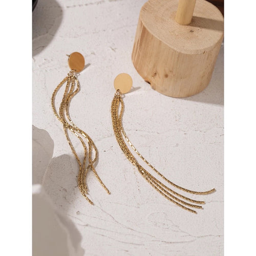 Disc Tassel Long Dangle Drop Earring