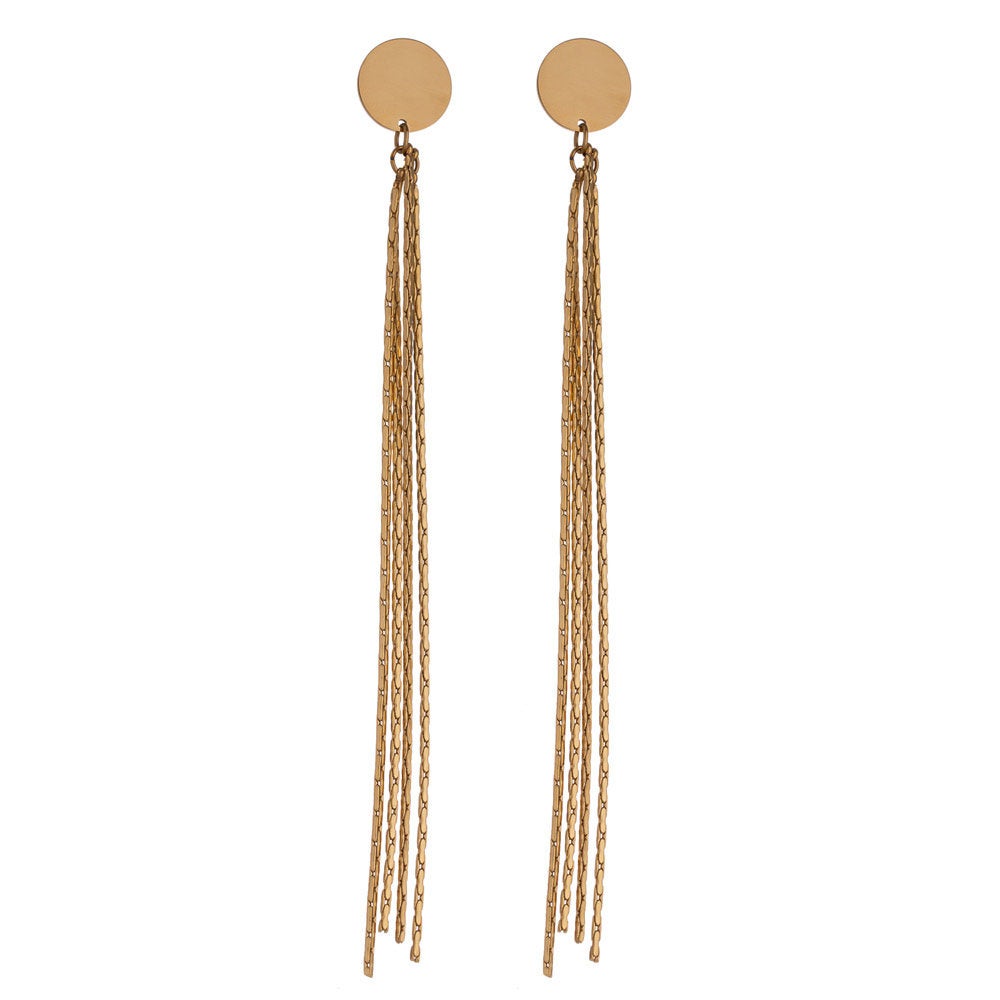 Disc Tassel Long Dangle Drop Earring