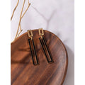 Black Gold Rectangle Dangle Earring