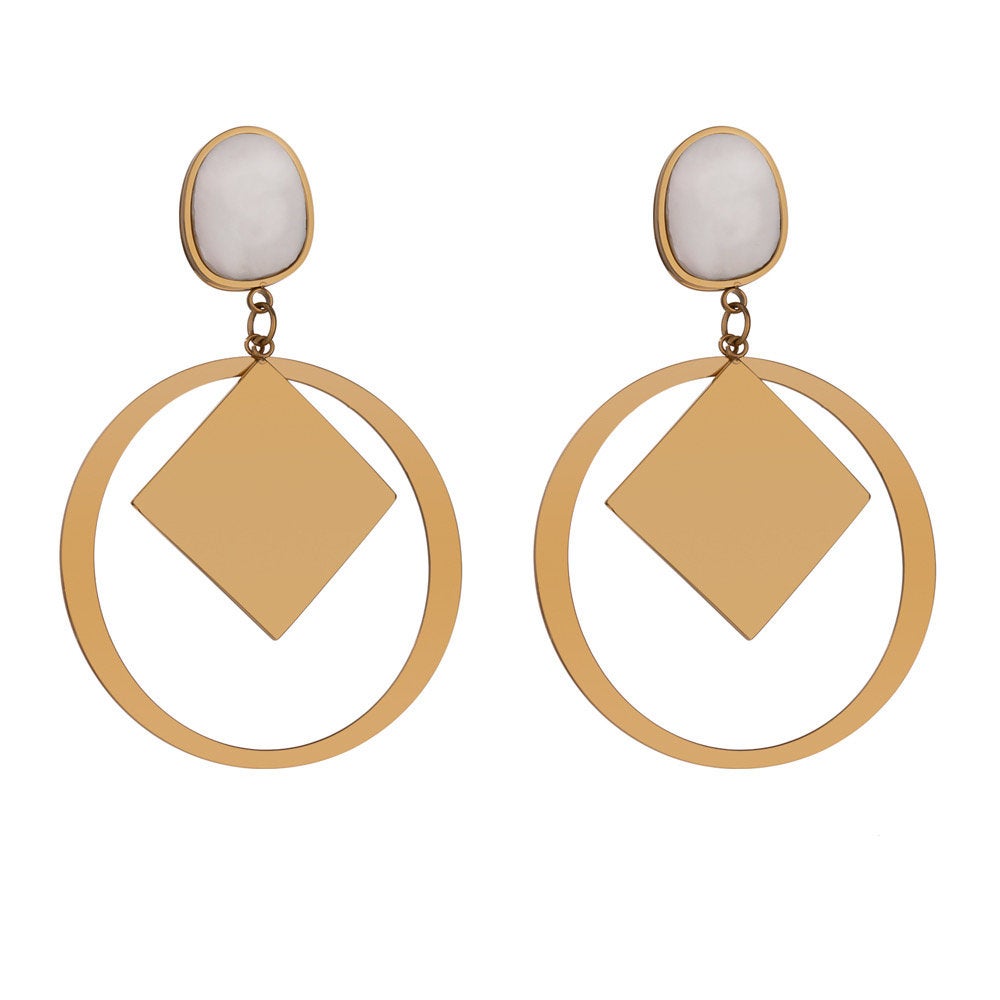 Natural Shell Charm Open Circle Earring