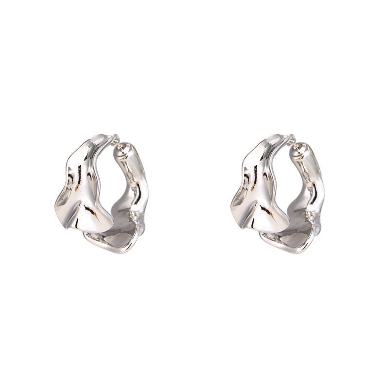 Melting Hoop Silver Earring