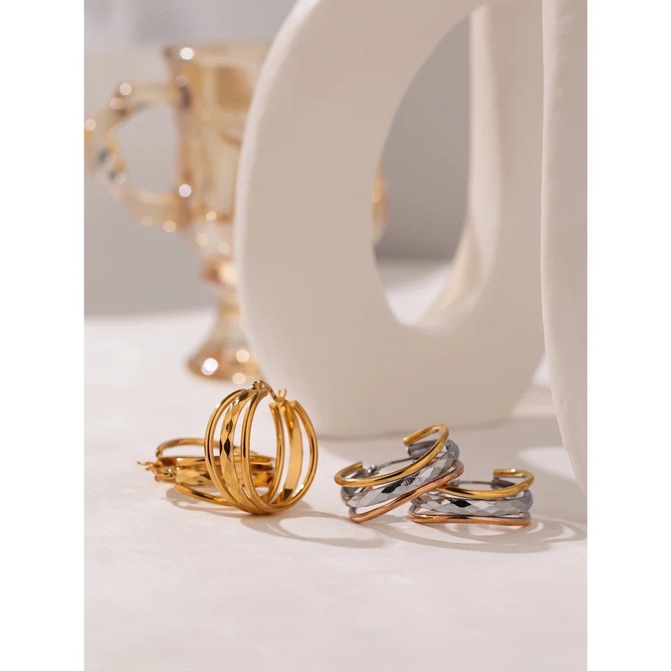 Layered Multicolor Hollow Hoop Earring