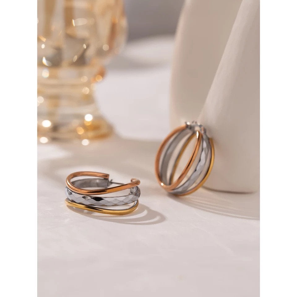 Layered Multicolor Hollow Hoop Earring