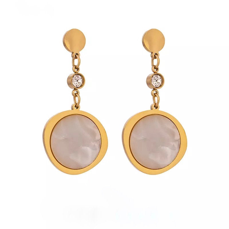 Natural Shell Disc Dangle Earring
