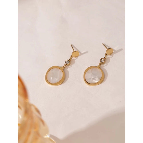 Natural Shell Disc Dangle Earring