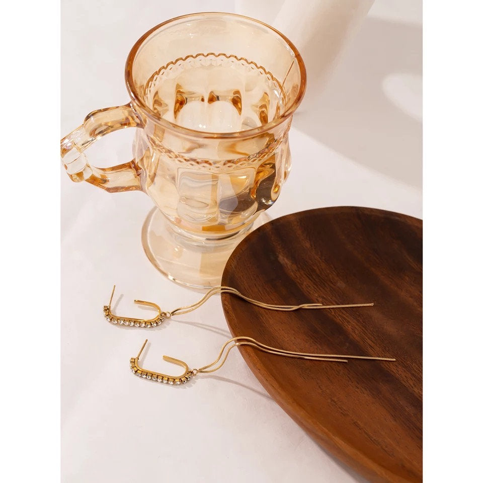 Crystal Link Tassel Dangle Earring